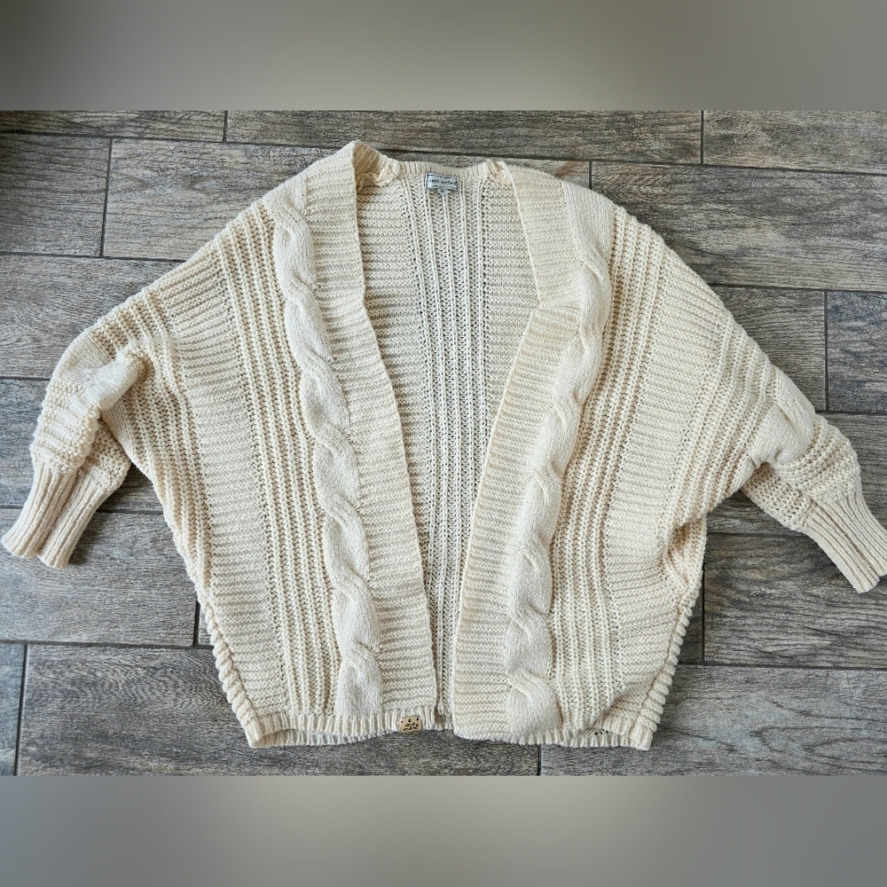 Simply Southern Cream Cable Knit Open Front Cozy Cardigan XL Extra Large